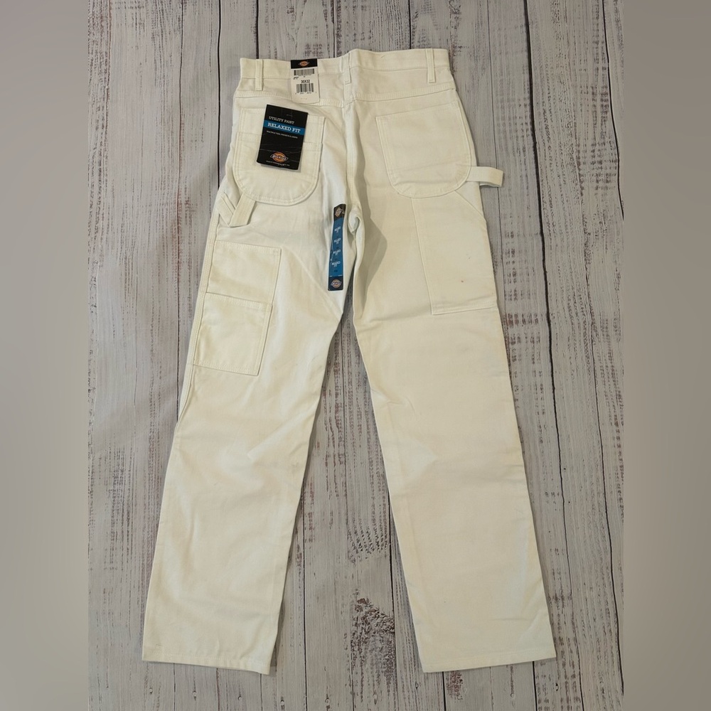 💥2/$15💥NWT DICKIES Relaxed-Fit Utility Pants Men's 38x30 Sherman Williams White